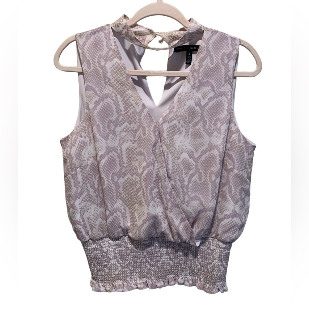 White House Black Market Python choker blouse. Size 8.